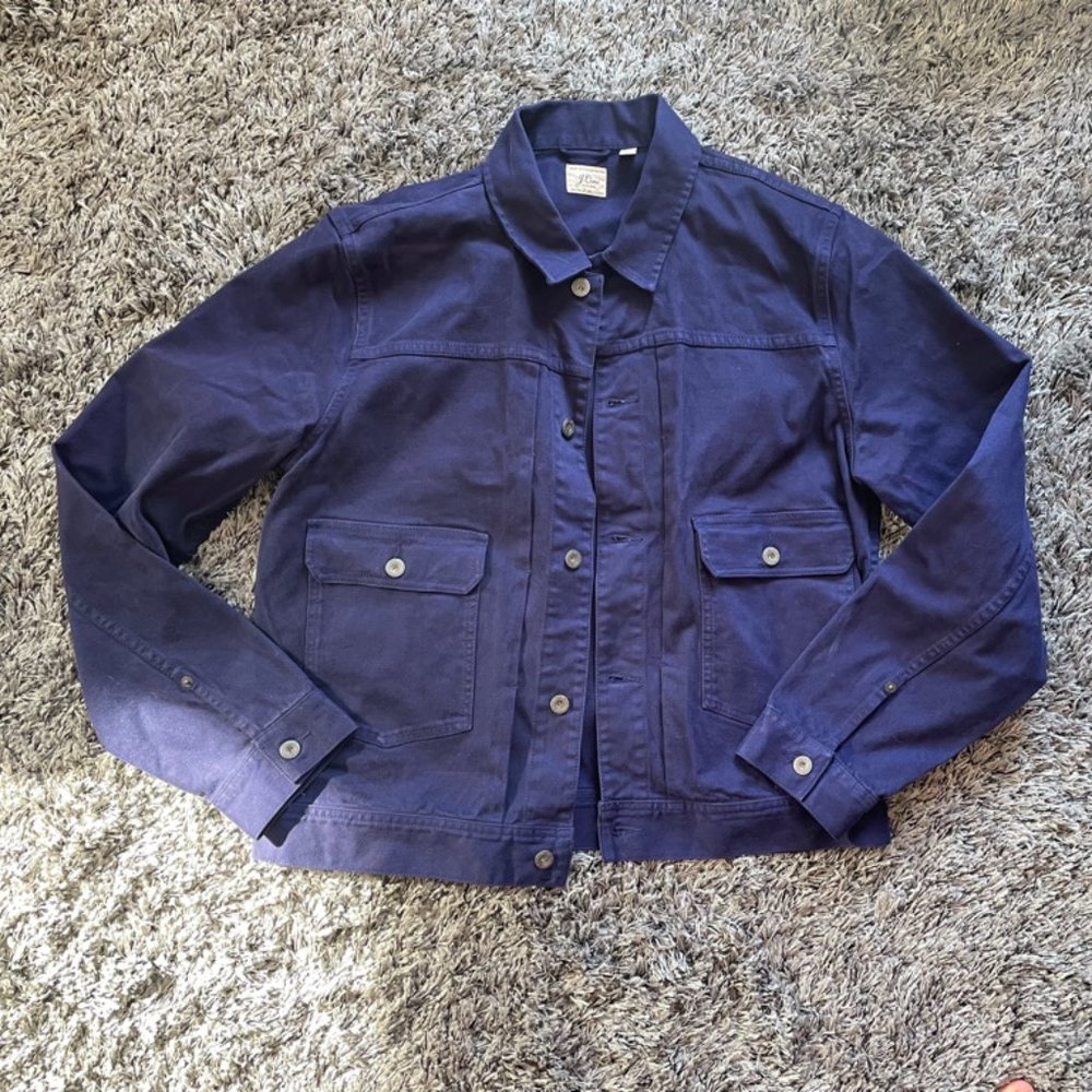 J. Crew Wallace & Barnes garment-dyed duck canvas trucker jacket